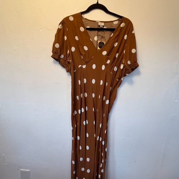 A New Day Orange and White Polka Dot Short Sleeve Dress XL - Picture 2 of 4